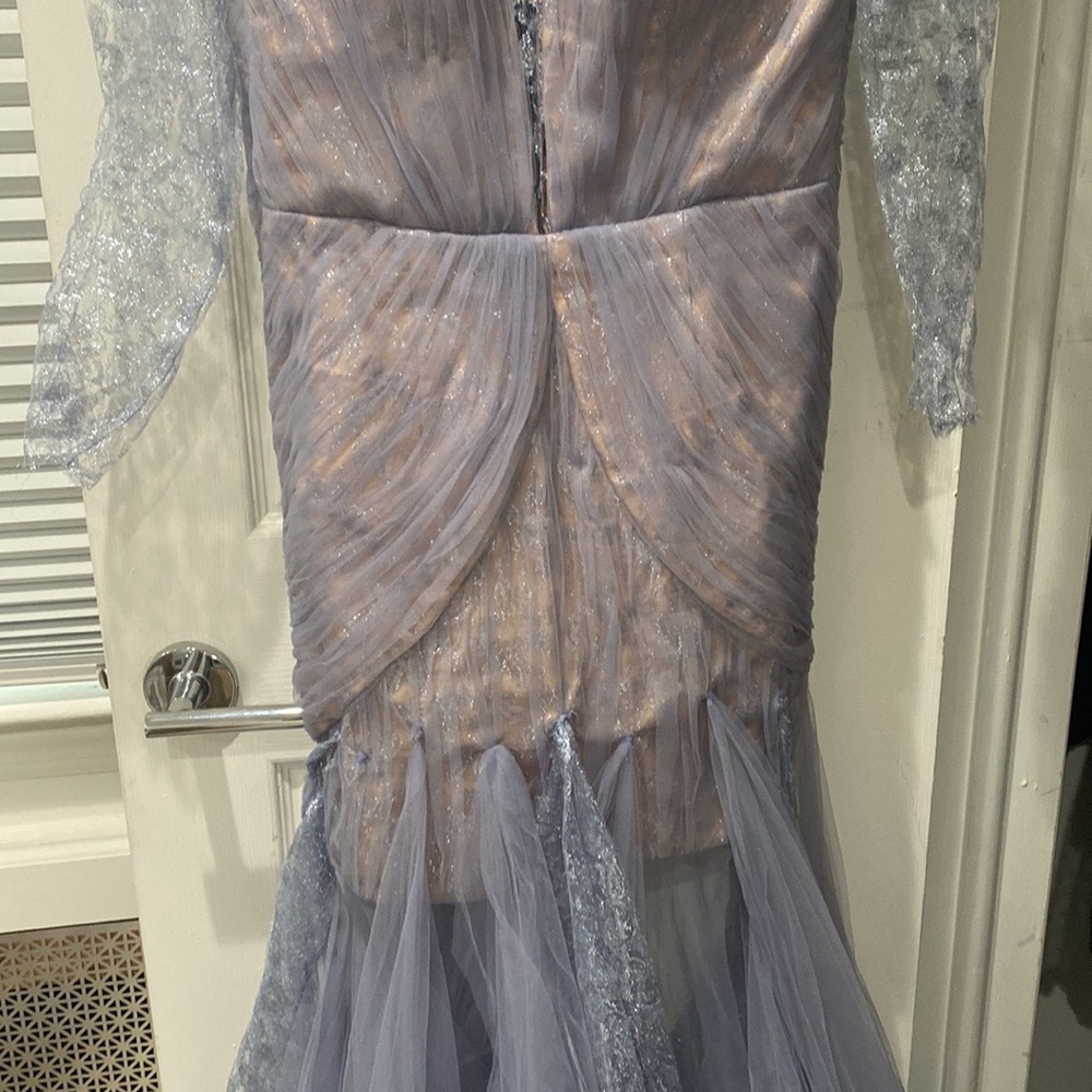 Tarik Ediz 96043 Illusion Long Sleeve Lace Bodice Tulle Mermaid Gown - Picture 7 of 12